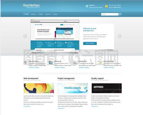 藍(lán)色爽朗風(fēng)格網(wǎng)頁(yè)psd模板